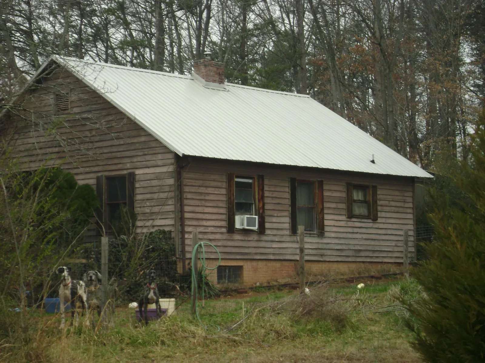 White metal roof on an old wood sided farmhouse, from a Asphalt Shingle Roof Repair job in Peoria